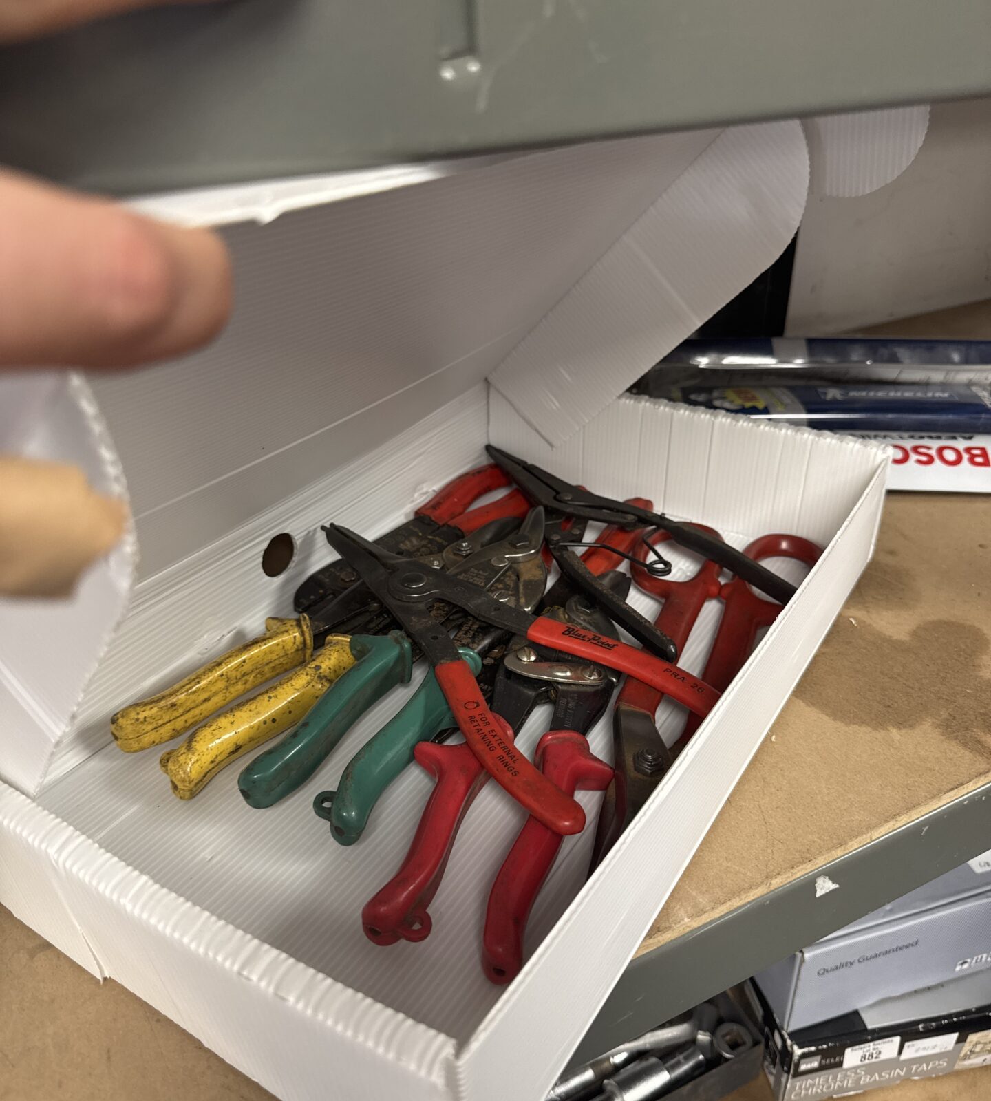 Box of snap on & bluepoint tools
