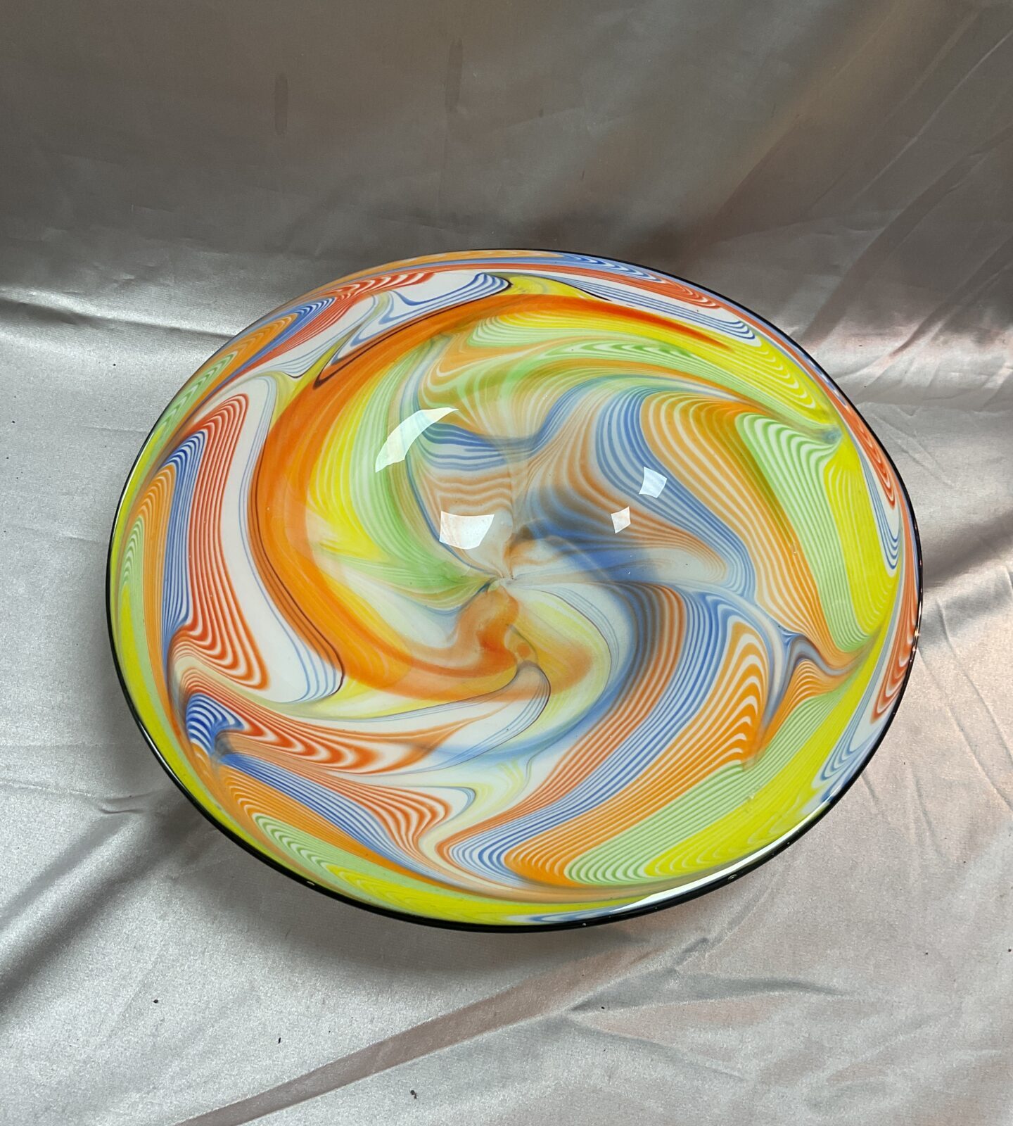 Large 13.5” Diameter Murano  Multicoloured Glass Dish