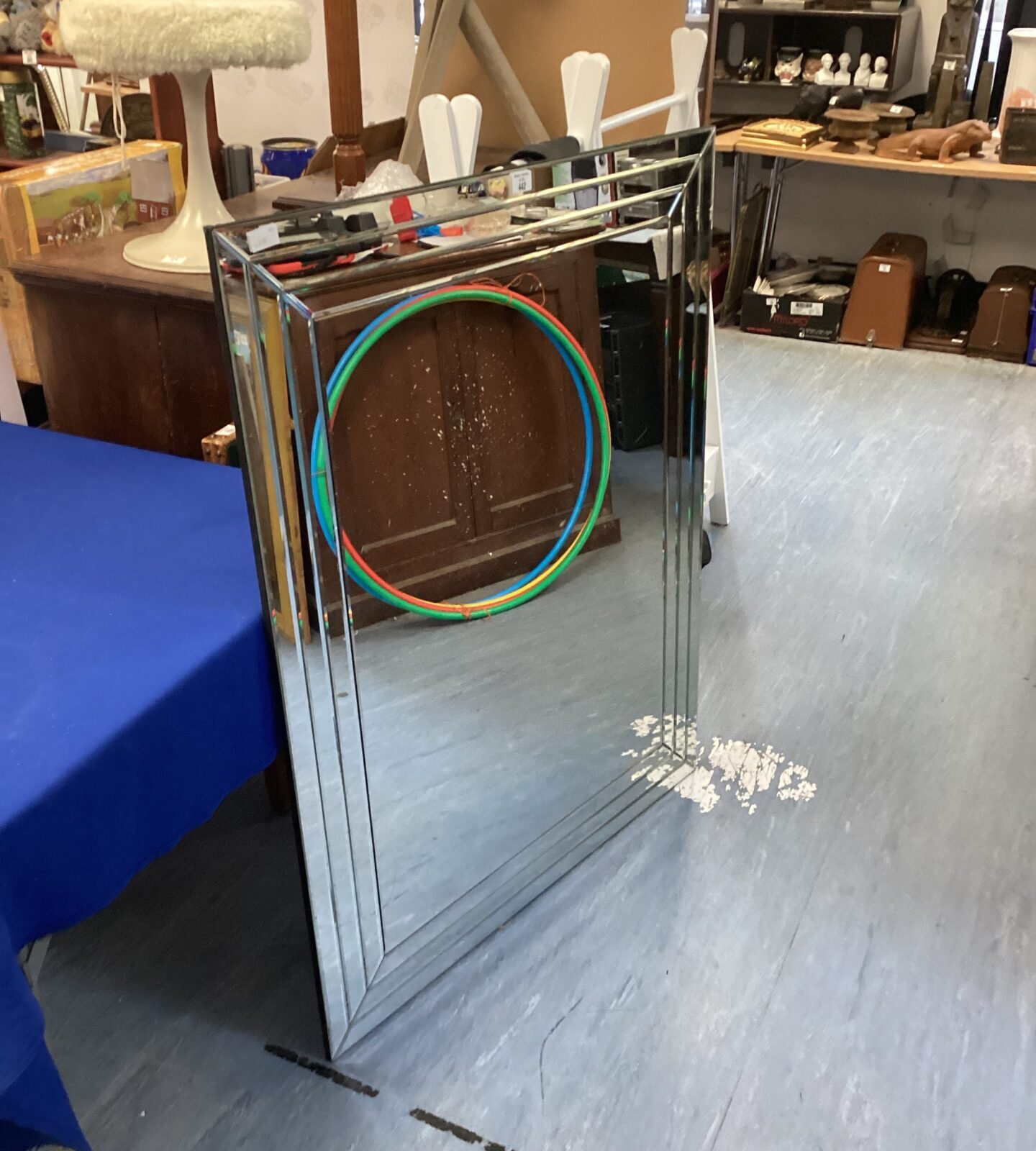 Large mirrored framed mirror 48”x38”