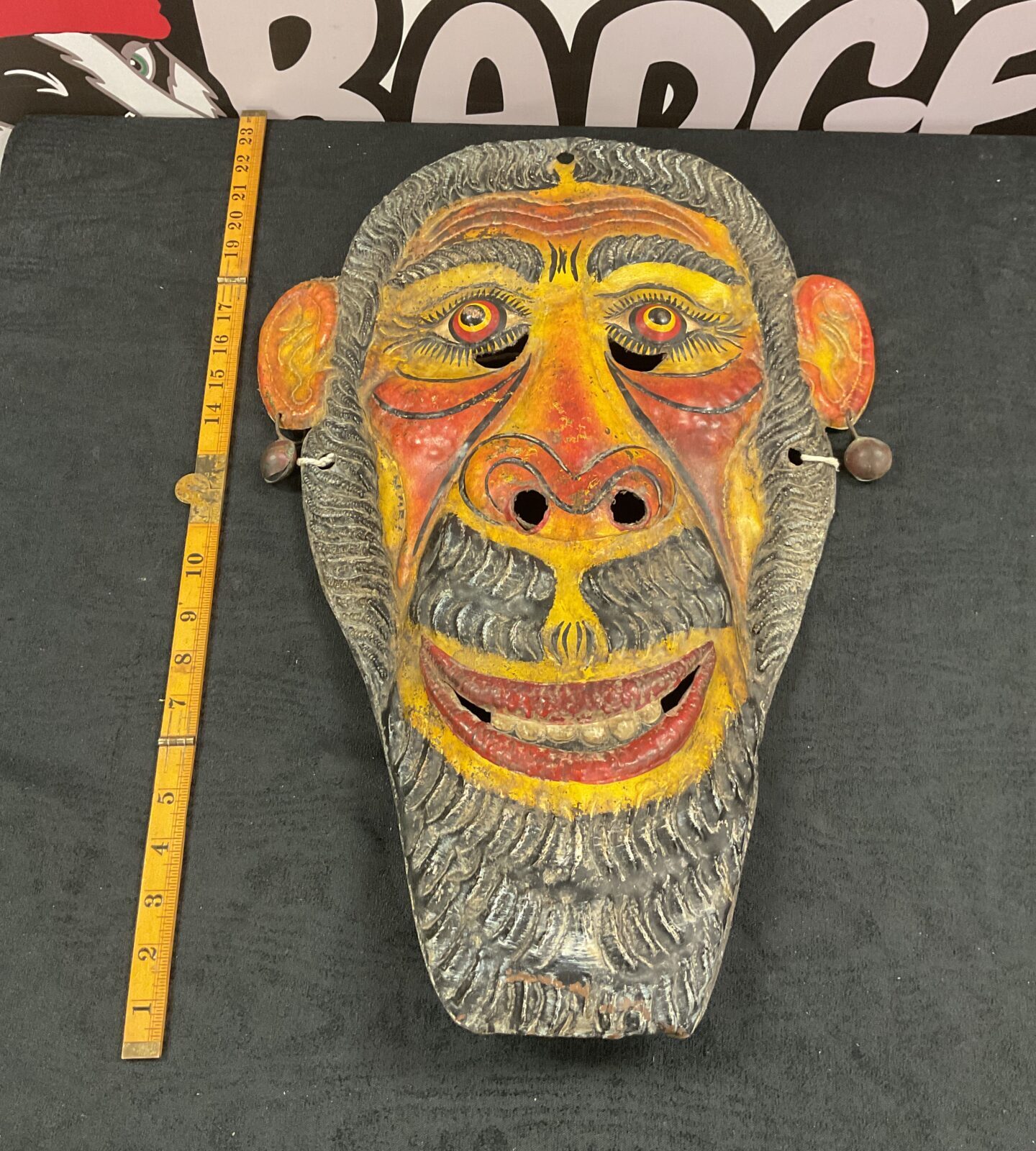 Large tribal metal monkey mask