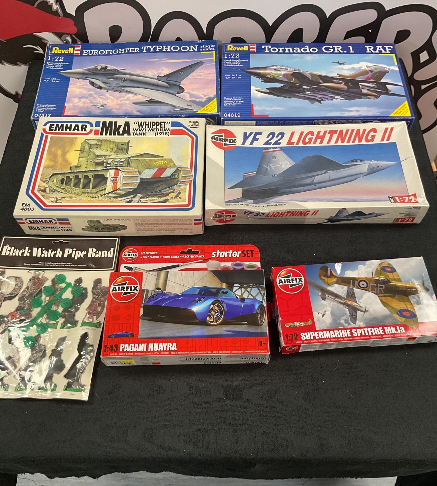 six airfix and revell model kits inc lightning and whippet tank