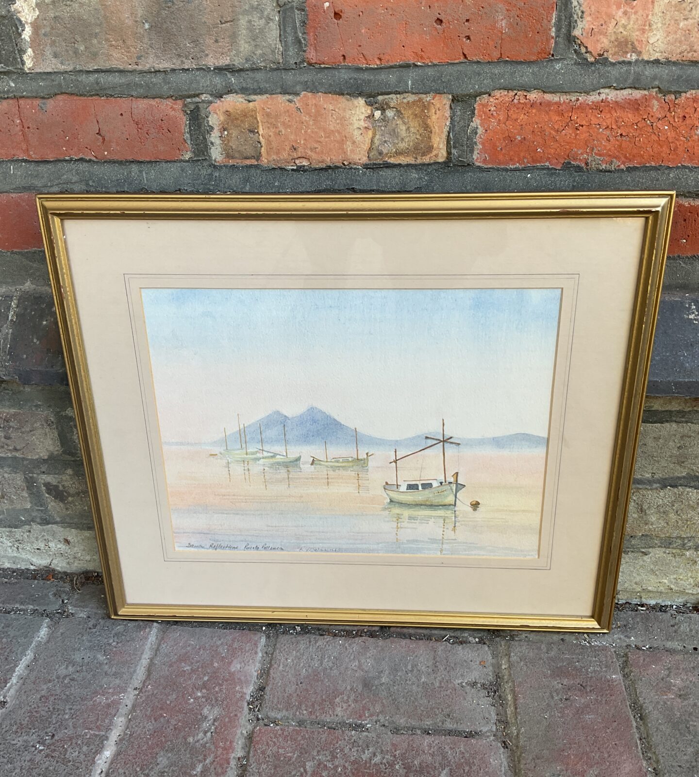 A w wilkins signed watercolour of boats in dock puerto pollenca
