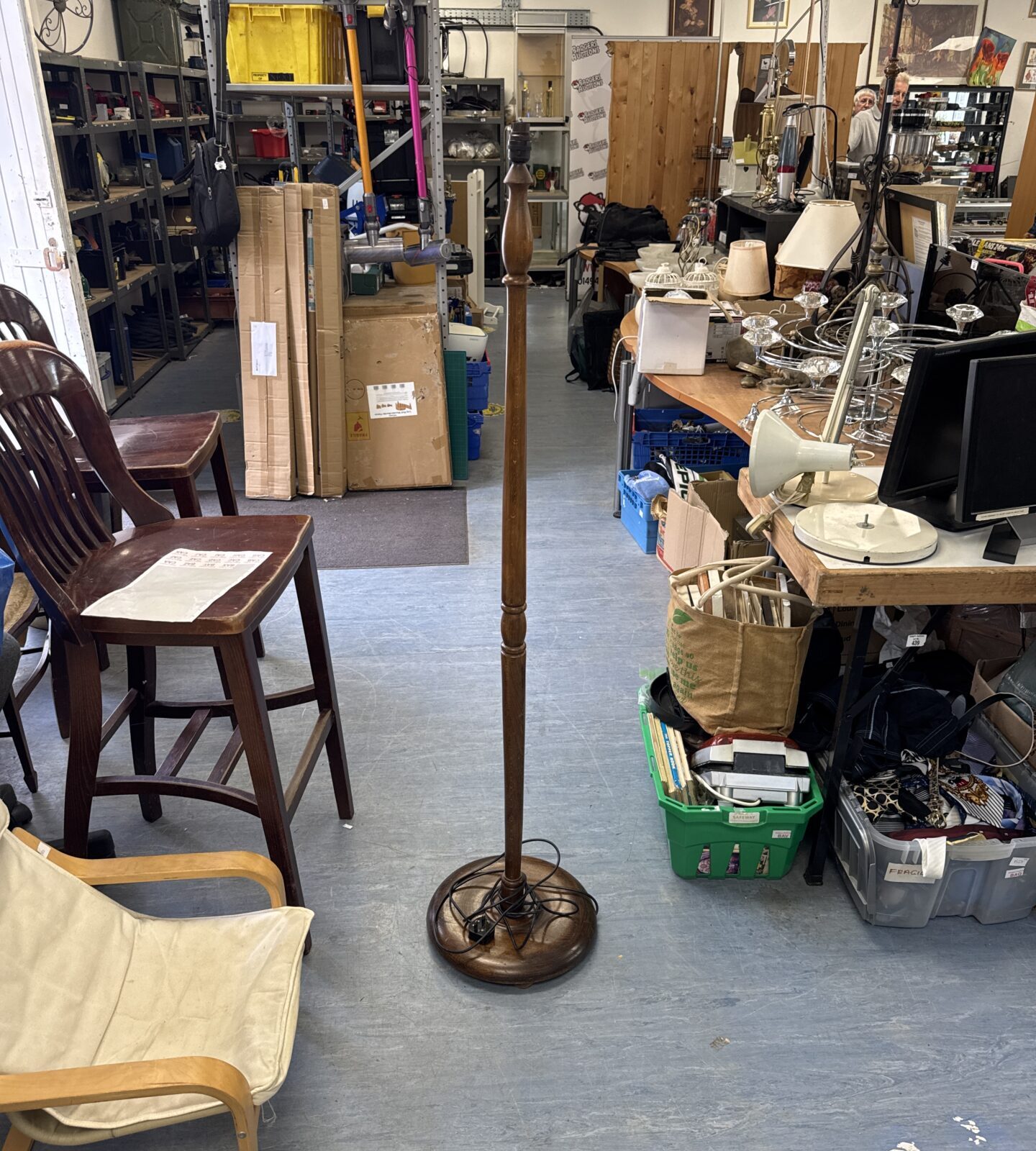 Vintage standard lamp with bakelite bulb holder