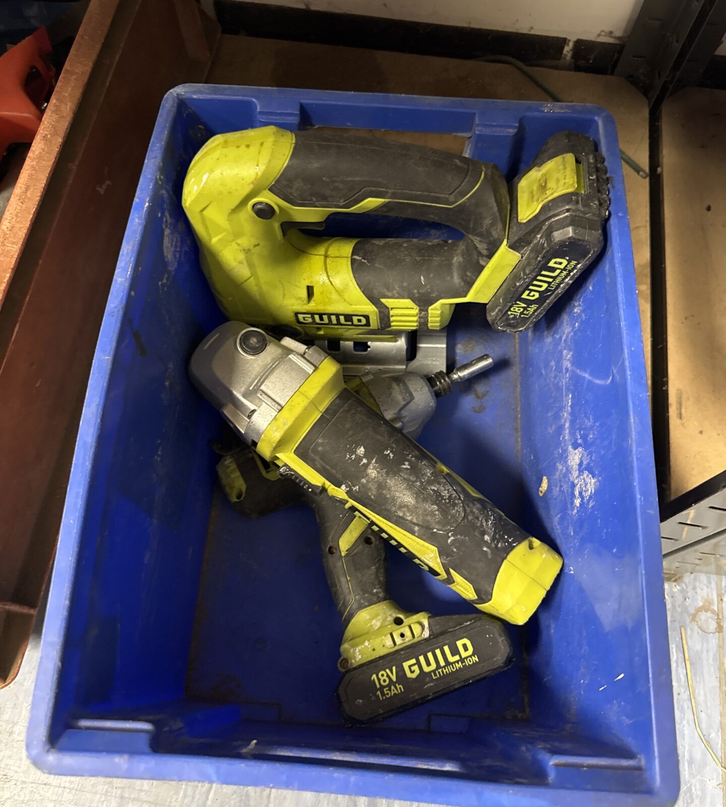 Three untested guild power tools inc angle grinder, jig saw & impact driver