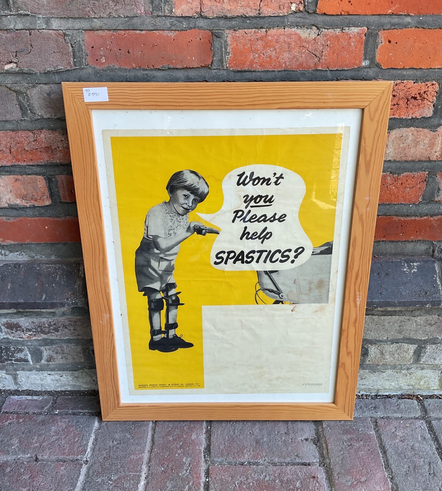 Original 1948 framed national spastics society poster