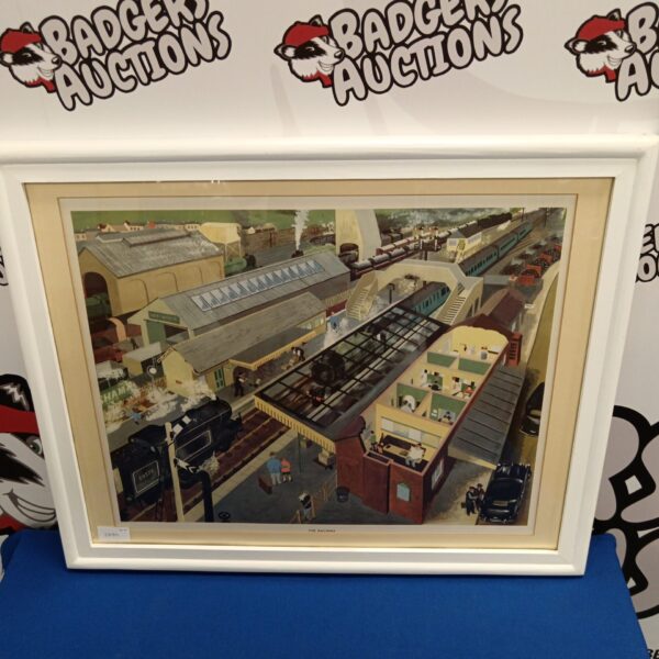 Vintage school print depicting a bustling railway scene.