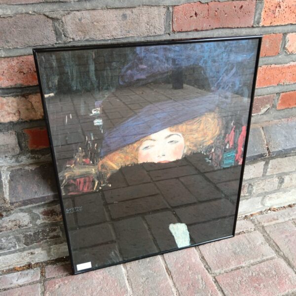 Gustav klimt framed print titled lady with hat & feather