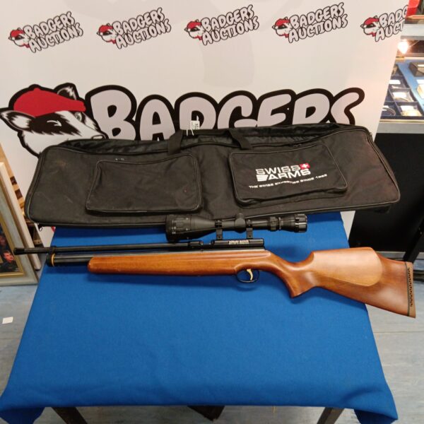 Webley Raider air rifle in Swiss Arms case, pre charge PCP.