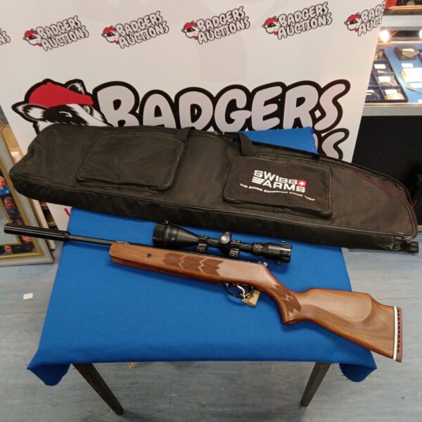 Webley stingray II quatro .22 cal air rifle with scope & swiss arms bag