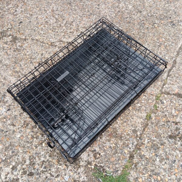 Black medium Ellie Bo folding dog cage for pet travel.