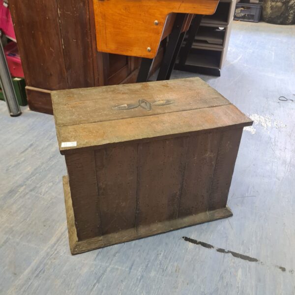 Antique Arts and Crafts copper chest with rustic patina.
