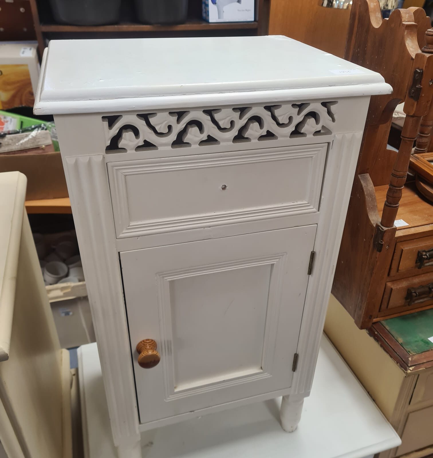 White Ornate Bedside Cabinet