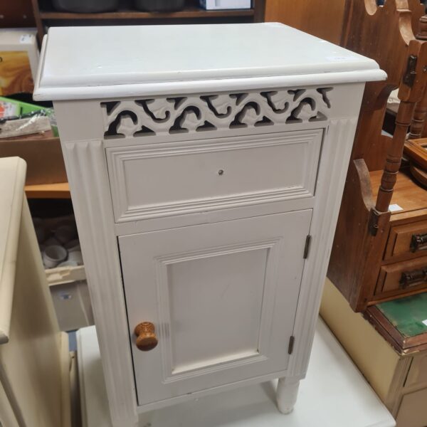 White Ornate Bedside Cabinet