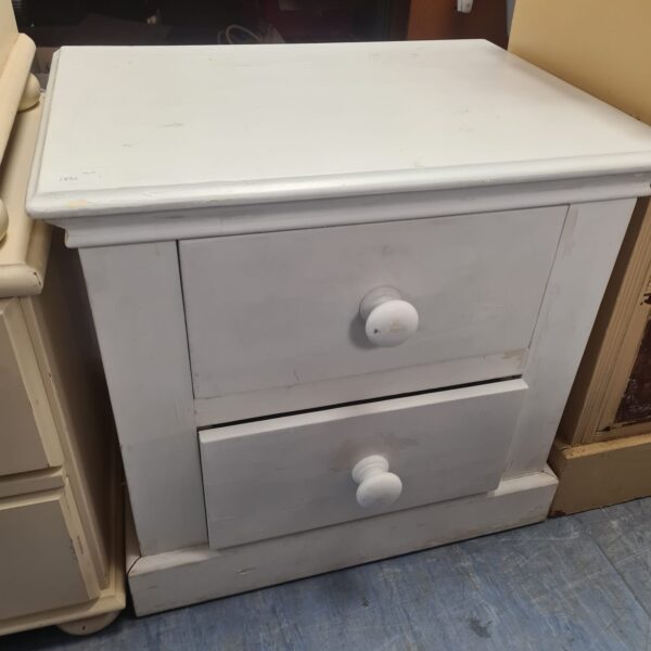 White painted two draw bedside unit