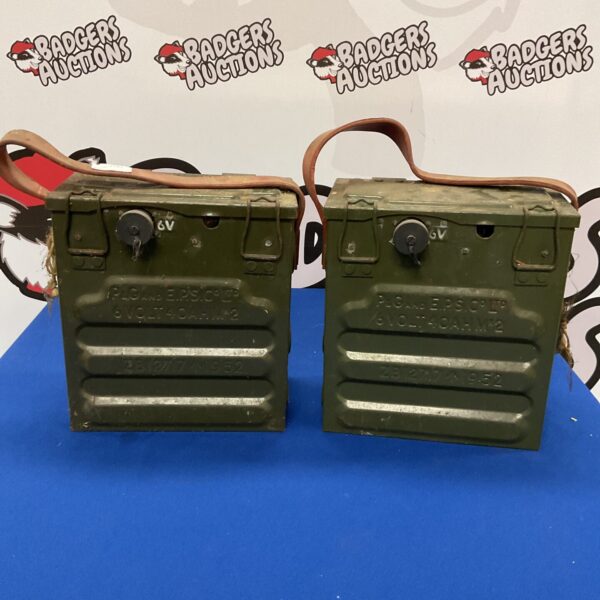 Pair of vintage British Military 6v radio battery packs from 1952.