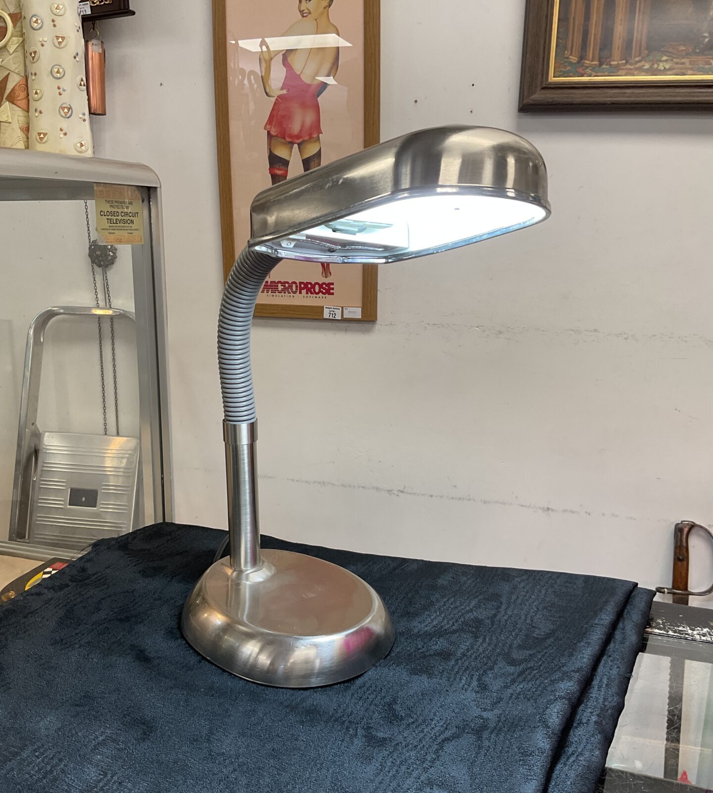 BVG Airflo brushed stainless steel table lamp working