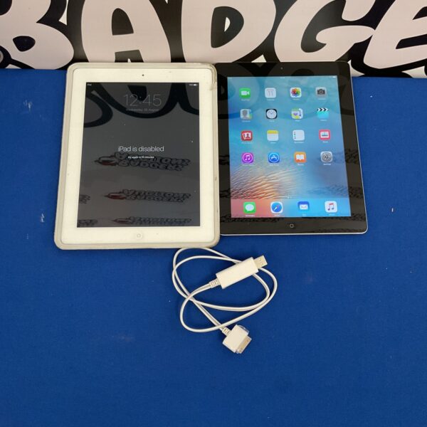 Front view of two Apple iPads, models A1395 and A1416.