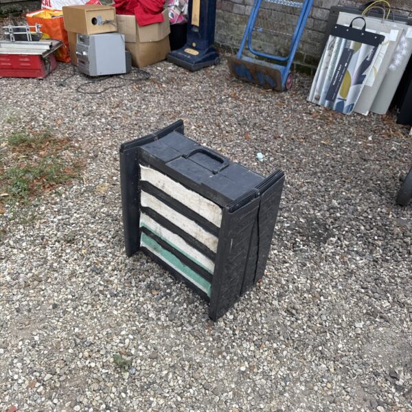 Close-up of a folding car ramp for pets.
