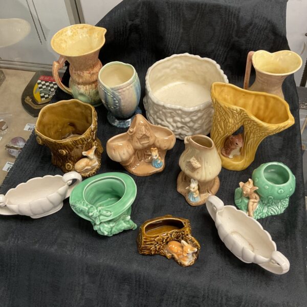 Vintage Sylvac and Wade pottery jugs and vases collection.