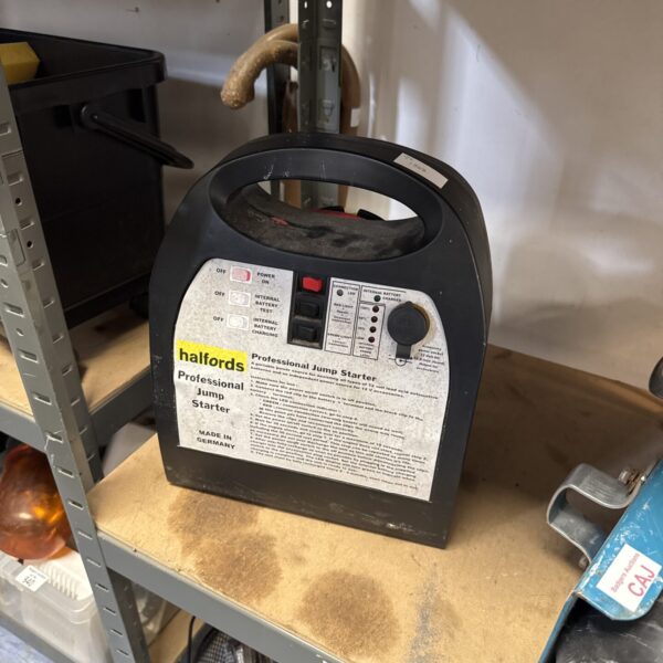 Untested Halfords professional car jump starter for automotive emergencies.