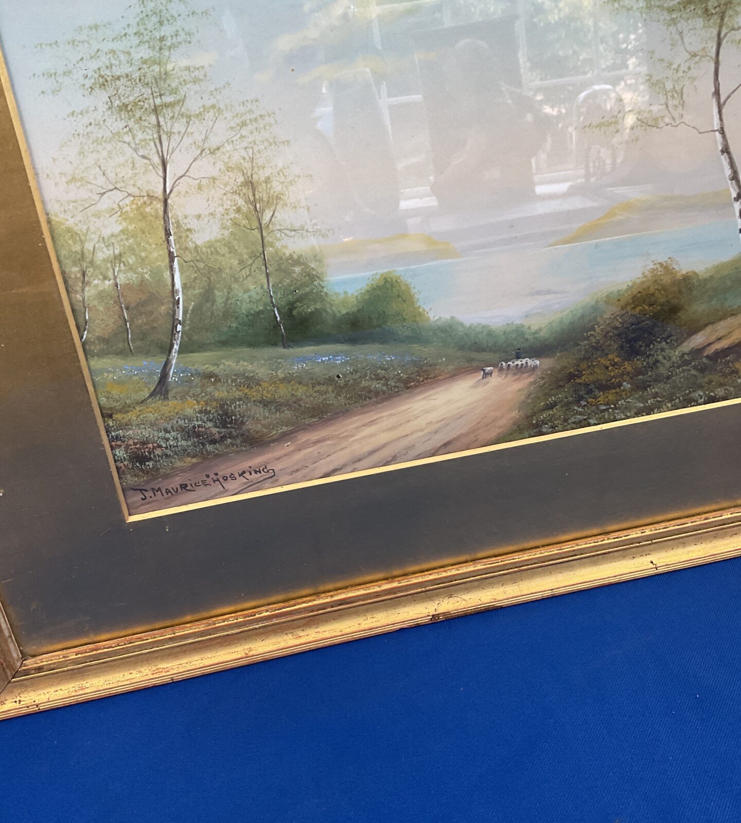 j maurice hosking early 20th century watercolour of rural scene with shepherd & sheep - Image 2
