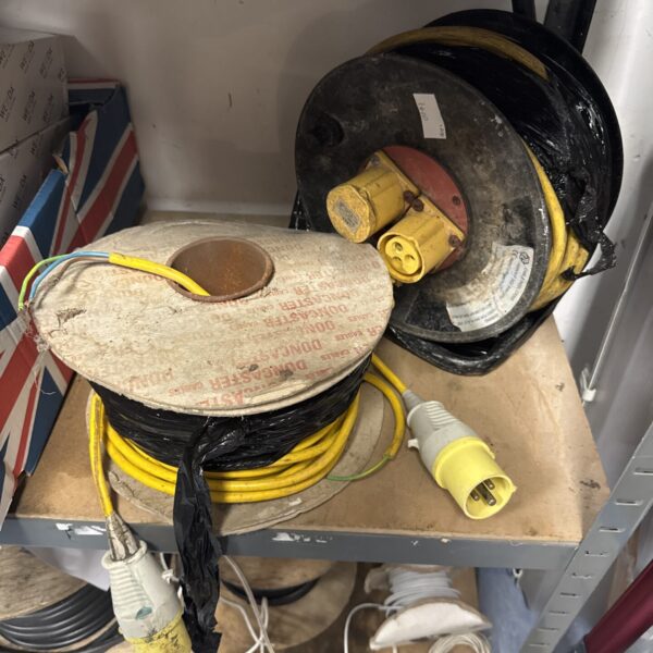 Yellow 110v extension reels, pair for site work.