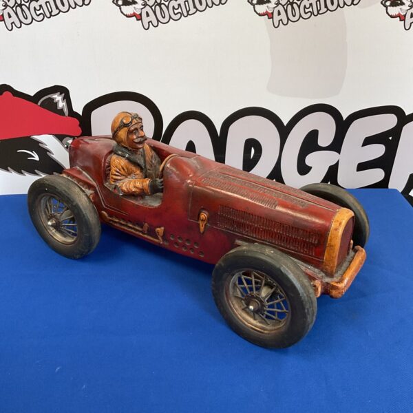 Large fibreglass model of a classic race car