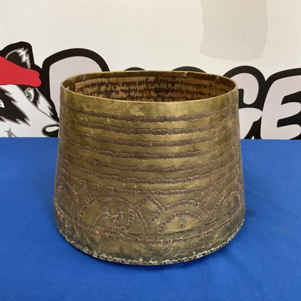 Antique islamic brass pot with wooden base