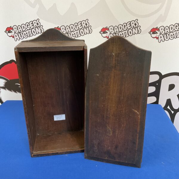 Antique Georgian oak candle box, vintage home decor collectible.