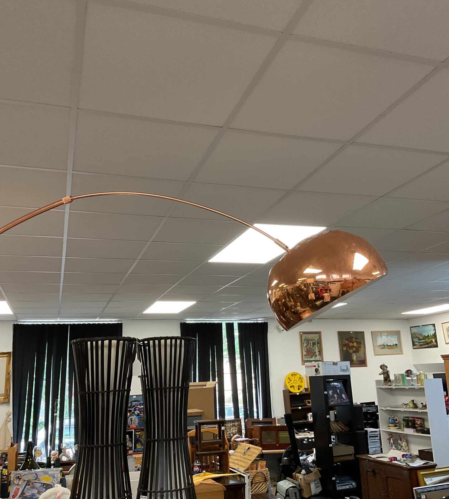 Large floor standing copper tone lamp