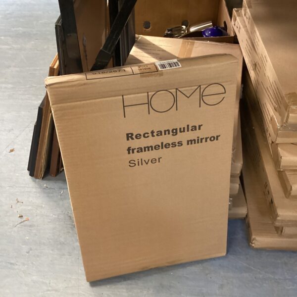 Lot of six silver frameless mirrors in boxes.