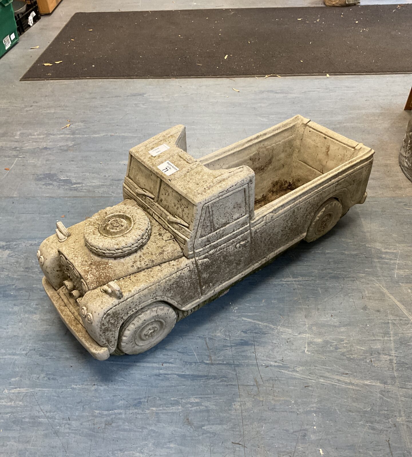 Large concrete aston land rover garden planter