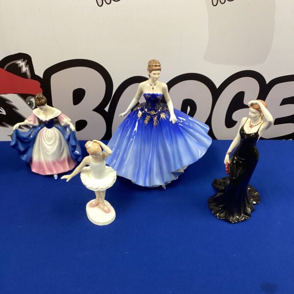 Royal Doulton figurines lot, vintage porcelain collectibles.