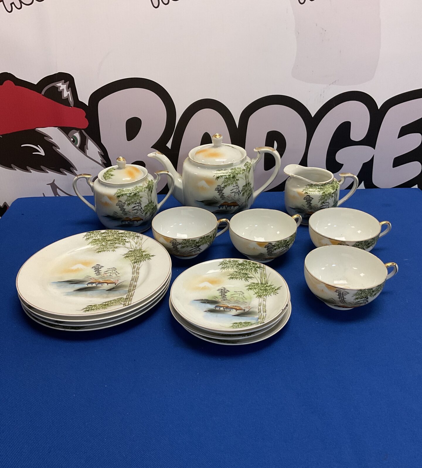 Mid century Japanese porcelain geisha girl teaset