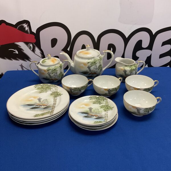 Mid century Japanese porcelain geisha girl teaset