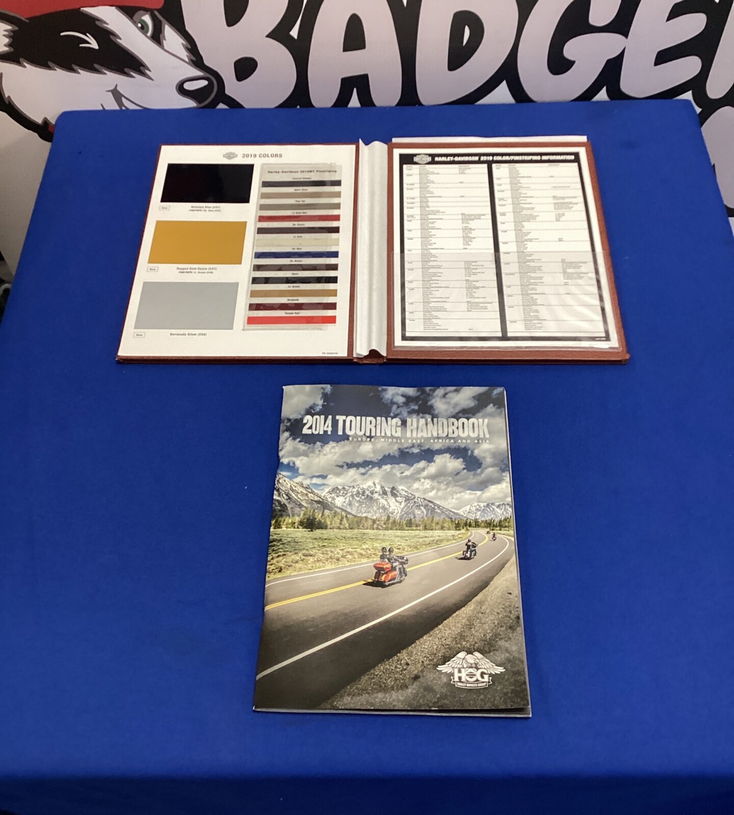 2019 Harley Davidson motorcycle colour chart & 2014 touring handbook