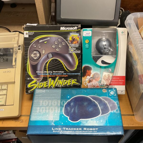 Microsoft sidewinder controller, logitech webcam & m&s line tracker robot