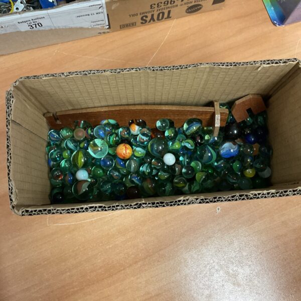 Close-up of a colourful mixed marble lot for collectors.