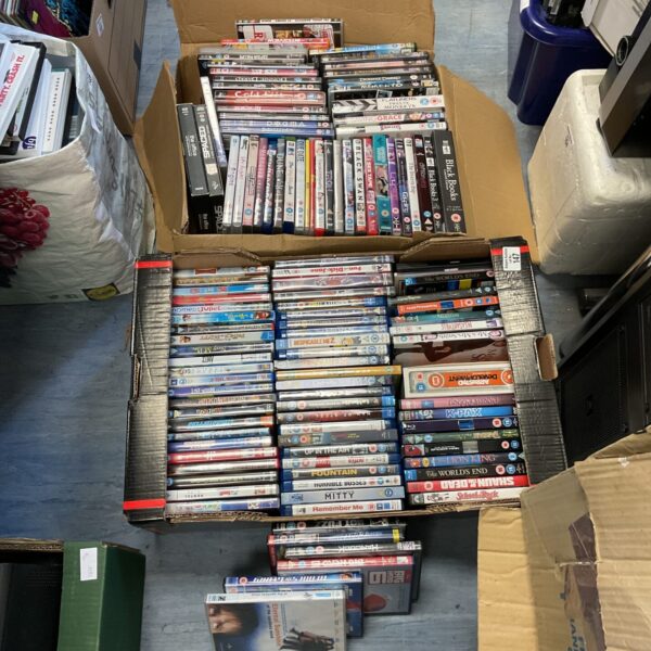 DVD and Blu-Ray movie lot for home entertainment.