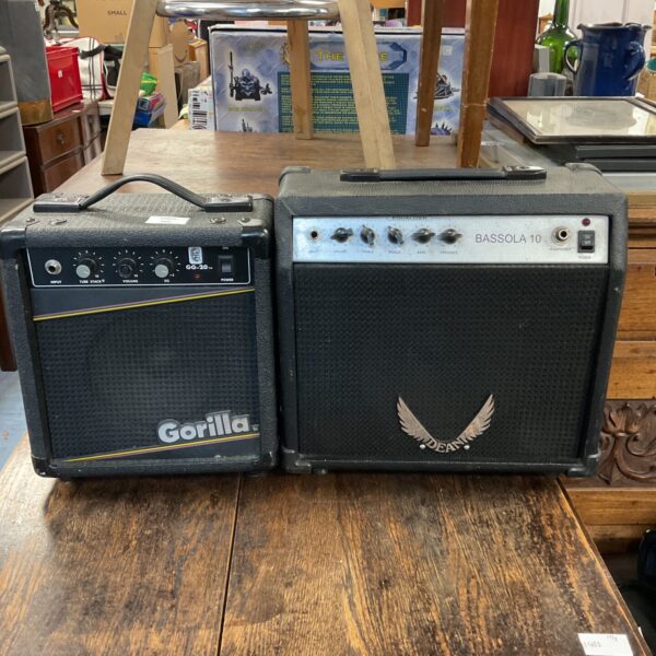 Two practice guitar amps including gorilla & dean bassola 10