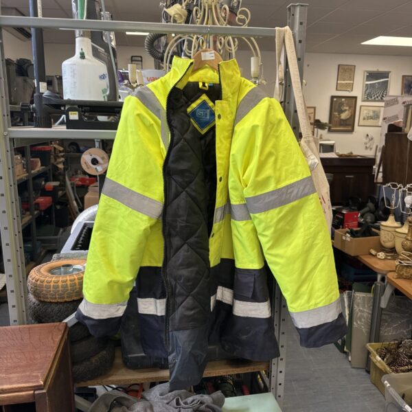 Bright yellow St Workwear high visibility work coat, size L.