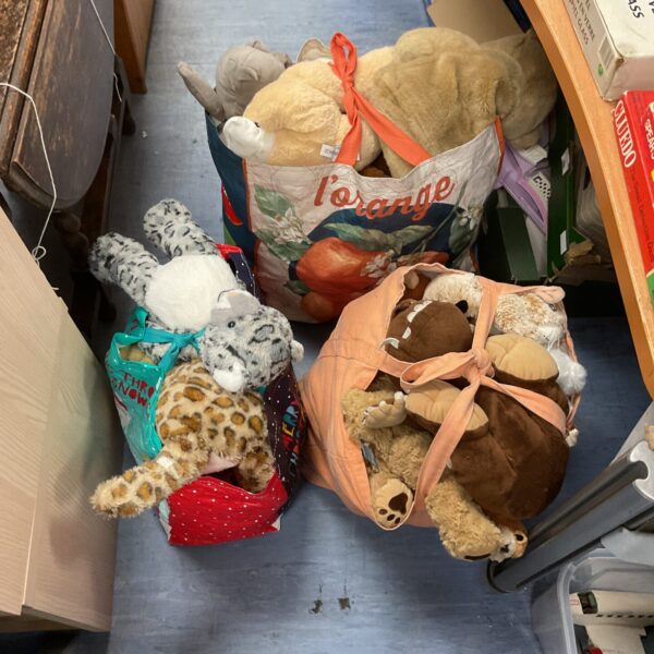 Three bags of assorted soft toys including build a bear