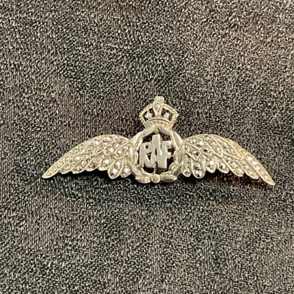 Vintage WWII RAF sweetheart brooch with marcasite detailing.