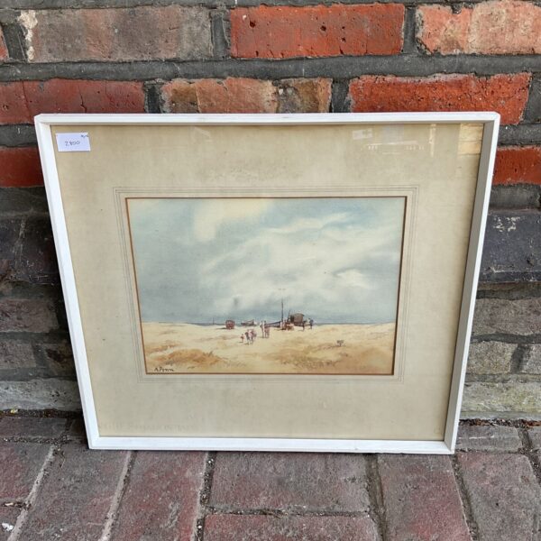 A peter signed watercolour of a family beach gathering