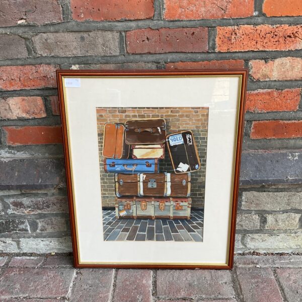 Susan constance loder acrylic artwork titled the blue suitcase