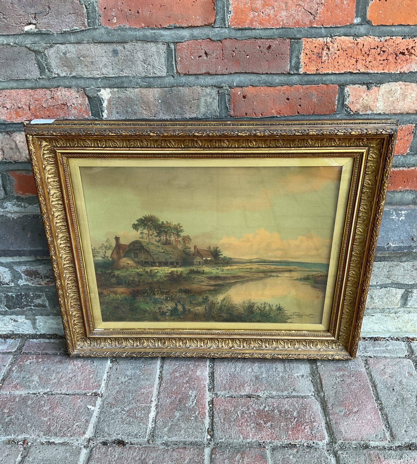 Daniel sherrin print of a riverside thatched cottage