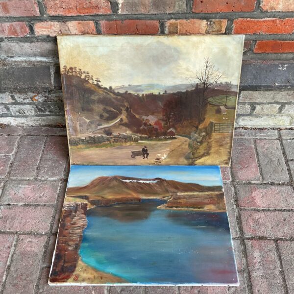 two oil on canvas artworks of seascape & rural landscape