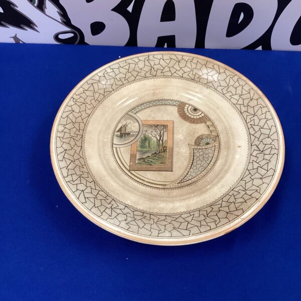 Victorian Old Hall transferware dish with scenic transfer print.