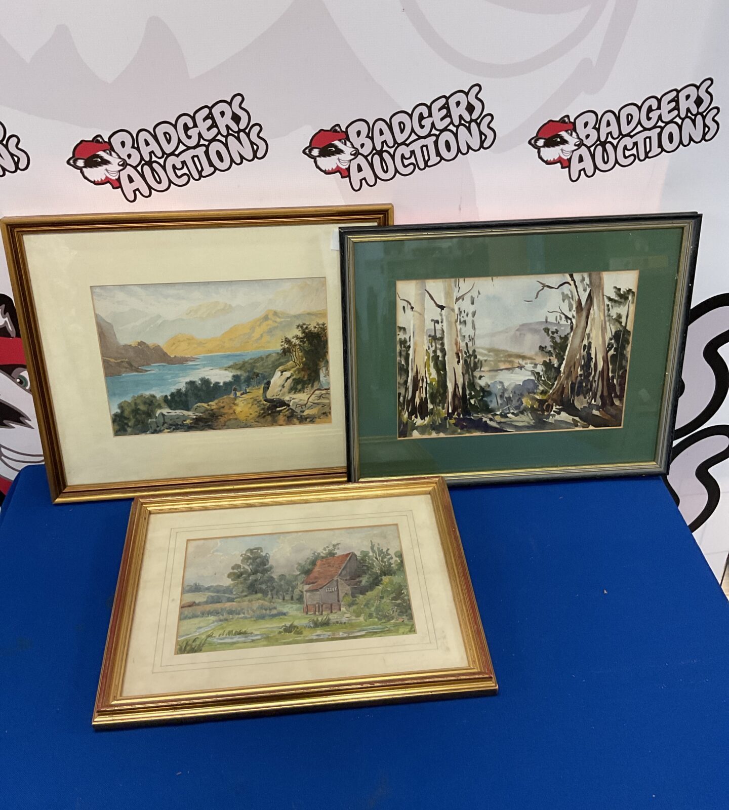 Three framed original landscape watercolours