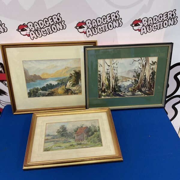 Three framed original landscape watercolours